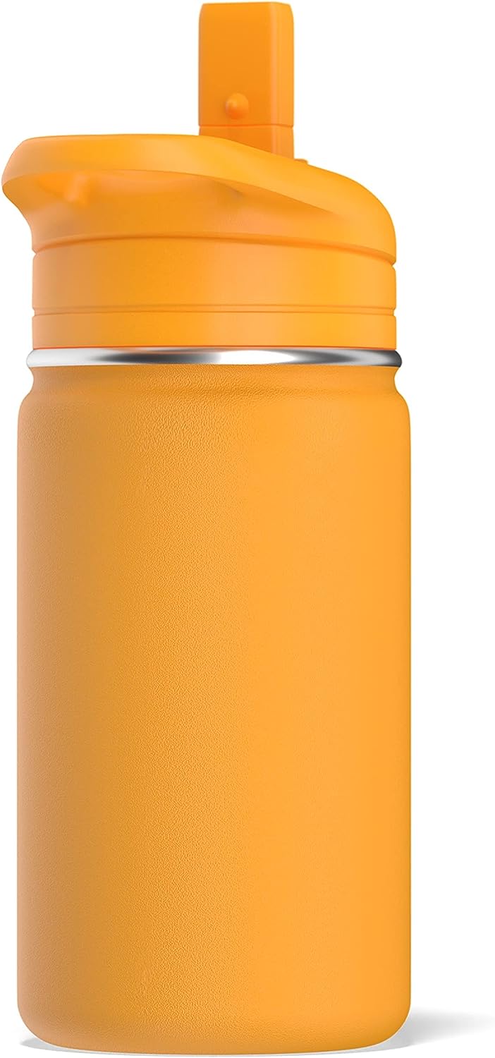 Hydrapeak Junior 14oz Insulated Kids Water Bottle with Straw Lid -  Stainless Steel Double Walled and Leak-Proof Insulated Kids Water Bottle  for School
