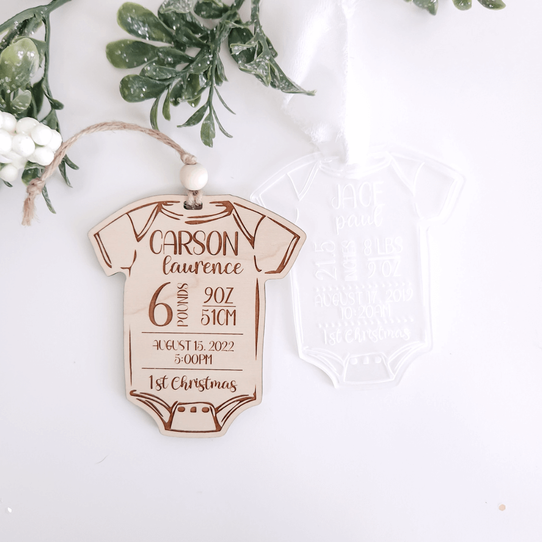 Baby Onesie Birth Stats Christmas Ornament