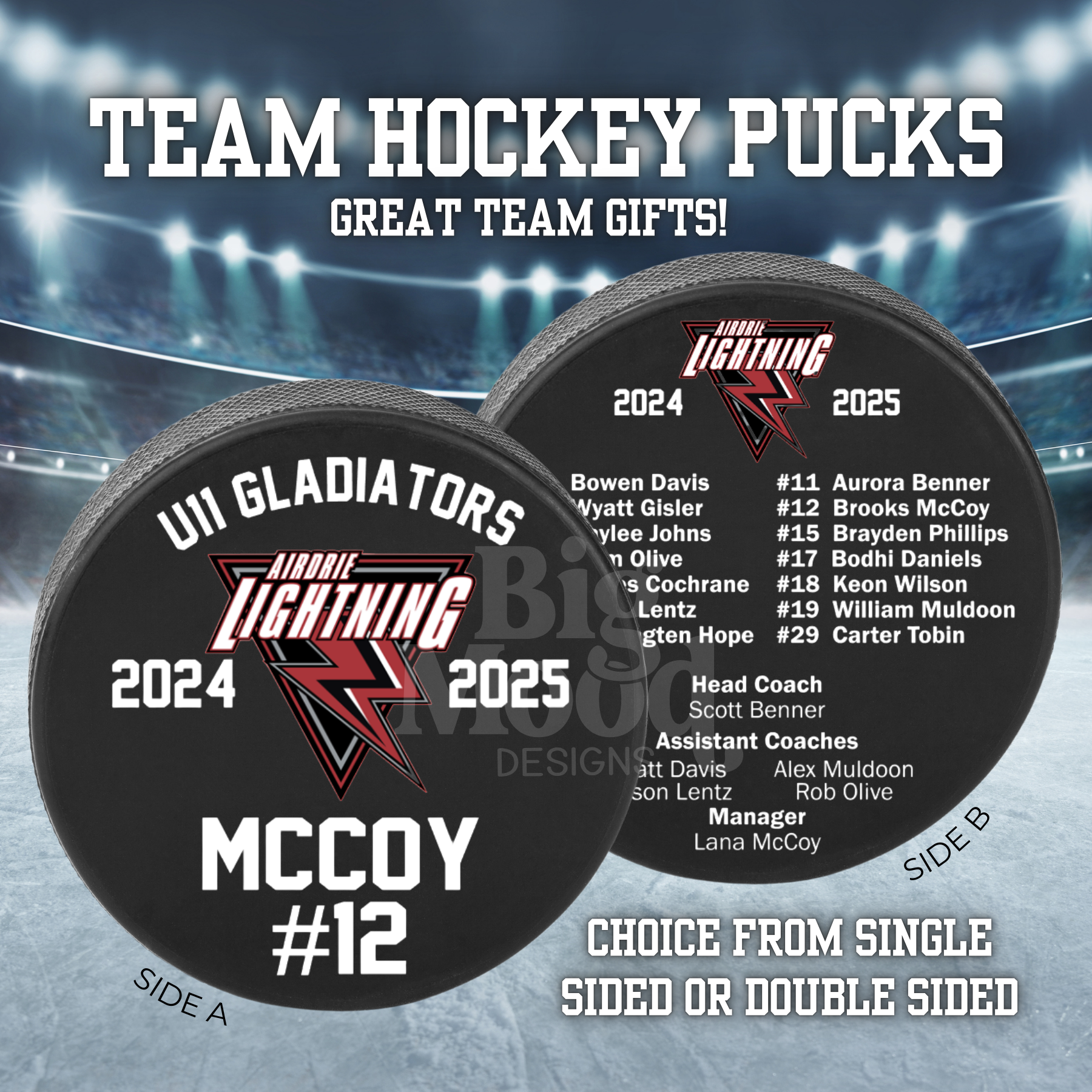 Custom Hockey Team Pucks – Big Mood Designs