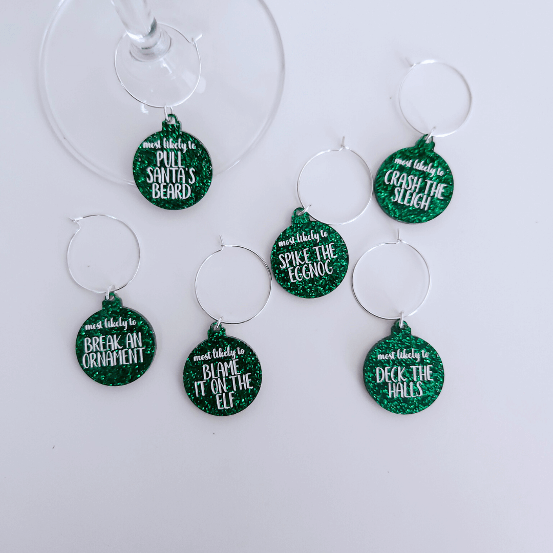 Christmas Themed "Most Likely To" Wine Charms